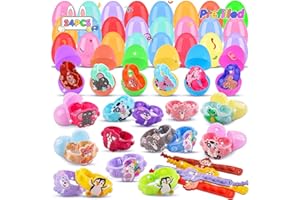 KISSFREE 24PACK Prefilled Easter Eggs with Animal Pop Toys,Easter Eggs Filled with Toys,Easter Basket Stuffers for Kids,Easter Party Favors for Kids