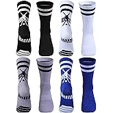 Shihanee 4 Pairs Hockey Socks for Men Youth Novelty Athletic Mid Calf Performance Socks Senior Night Gift for Hockey Lover Team Player Coaches