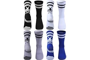 Shihanee 4 Pairs Men's Hockey Socks Novelty Athletic Mid Calf Skate Birthday Performance Socks Gift for Hockey Player Lover Fans Coaches