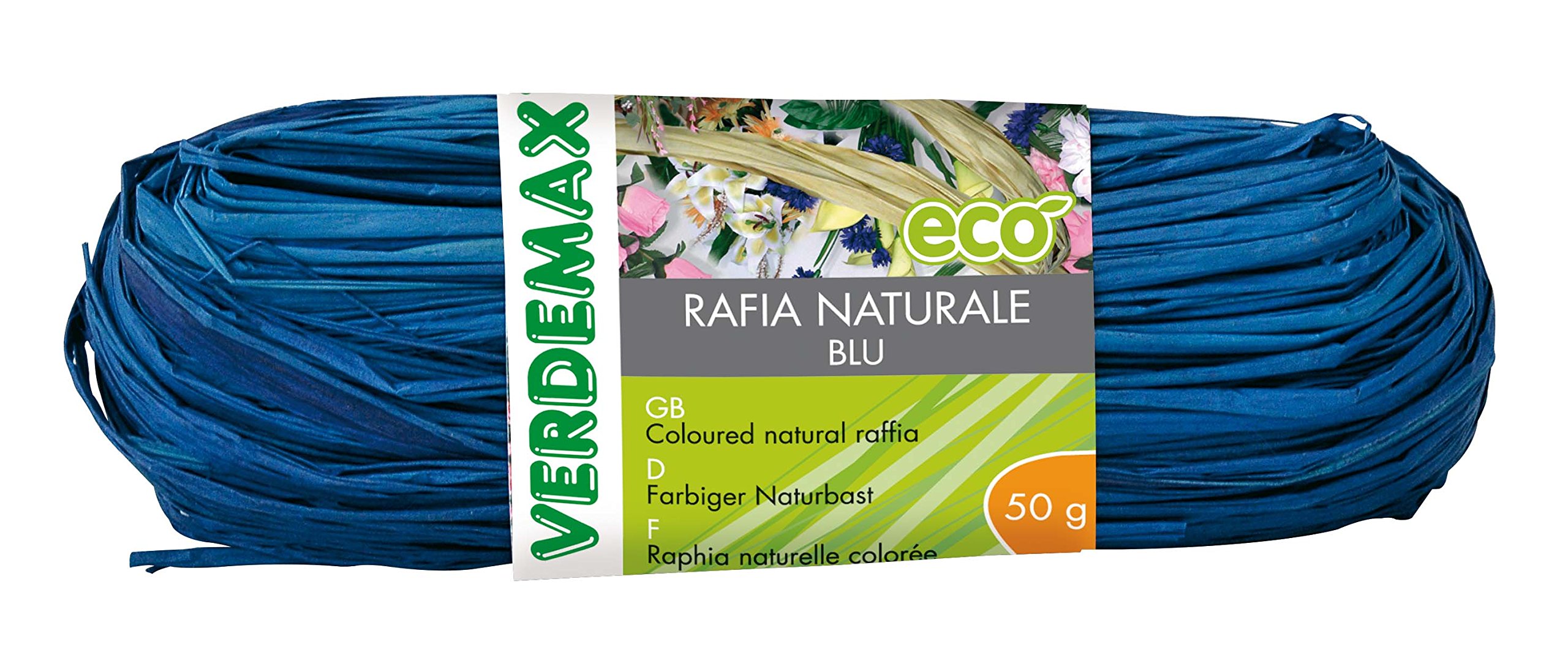 Verdemax 4510 50 g Natural Raffia Coil - Blue