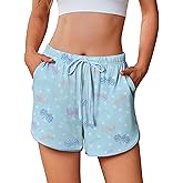 Ekouaer Women's Pajama Shorts Elastic Waist Sleep Shorts Stylish Lounge Shorts Casual Comfy Sweat Shorts