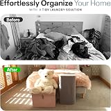Nest Zest 100L Double Laundry Basket with Lid 2 Compartments Grey view 9