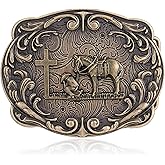 HLYMPONY Western Belt Buckle for Men Vintage Cowboy Rodeo Texas Longhorn bull Belt Buckles