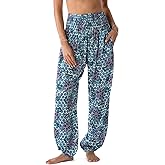 Lotus and Luna Women's Harem Pants Thai Pants for Beach & Lounge High Waisted Flowy Boho Pants Genie Pants Yoga Pants