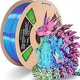 OVV3D Silk PLA Filament, 3D Printer Filament Tri-Colors Coextrusion PLA Filament 1.75mm, Rainbow PLA Filament with Silk PLA Red-Blue-Green, 3D Printing Filament +/-0.02mm, 1kg/2.2lbs