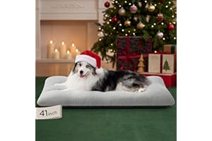 Bedsure Washable XL Dog Bed for Crate for Extra Large Dogs, Comfort Fluffy Plush Pet Pillow Bed Kennel Pad with Non-Slip Bottom, Machine Washable Pet Sleeping Mat, 41"x27", Gray