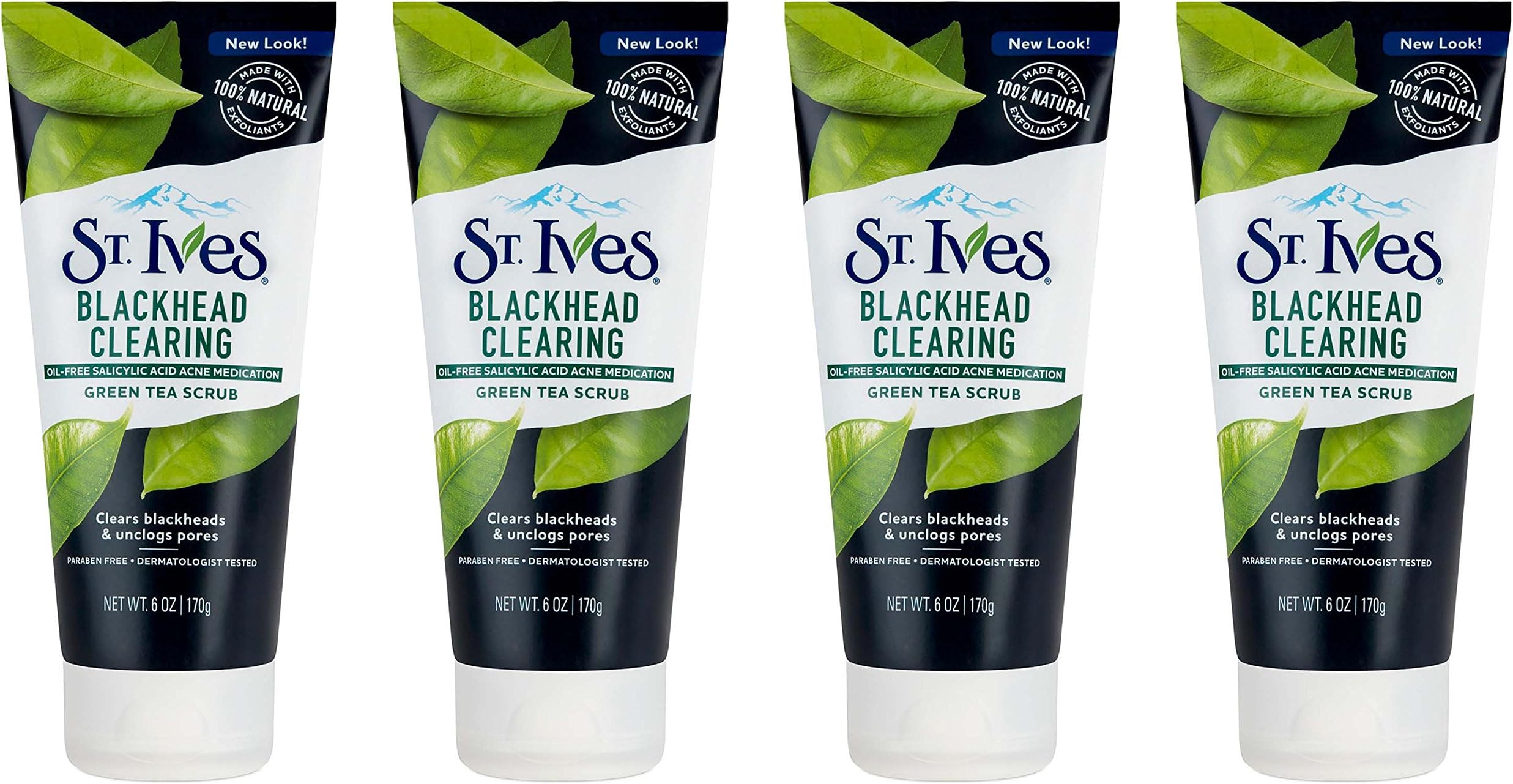 St. Ives Blackhead Clearing Face Scrub, Green Tea, 6 oz, 4 count