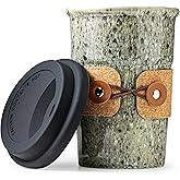 Cormomu Coffee Travel Mug, Spill Proof Coffee Tumbler, Ceramic mug, Microwave & Dishwasher Safe, Large Porcelain Coffee Cup, Tea Mug with Lid, Decorative Latte Cup for Men, 16.5 oz