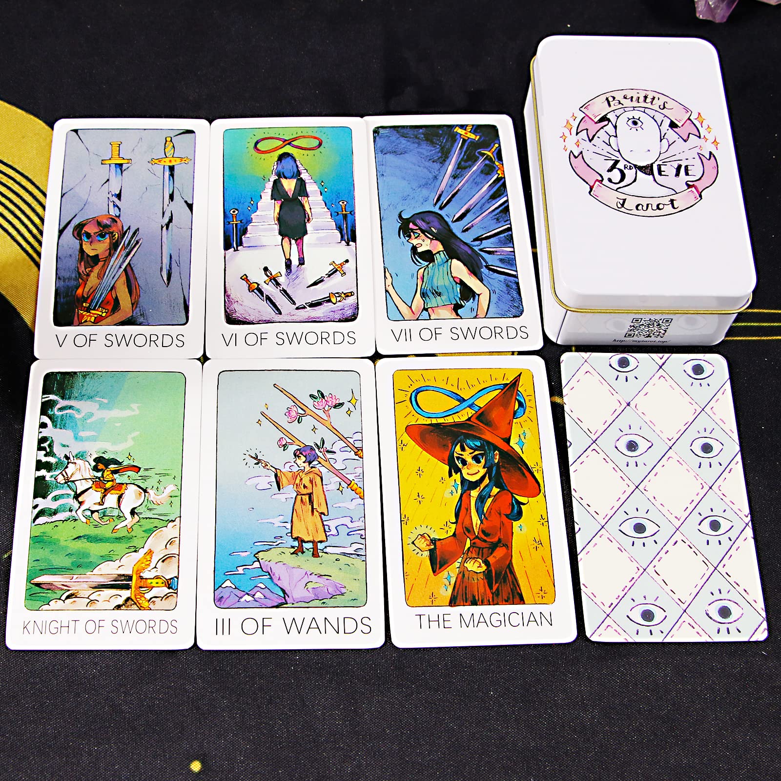 Atesswy Britt's Third Eye Tarot Deck in A Tin - 78 Tarot Cards (Limited Edition Gold Gilded)
