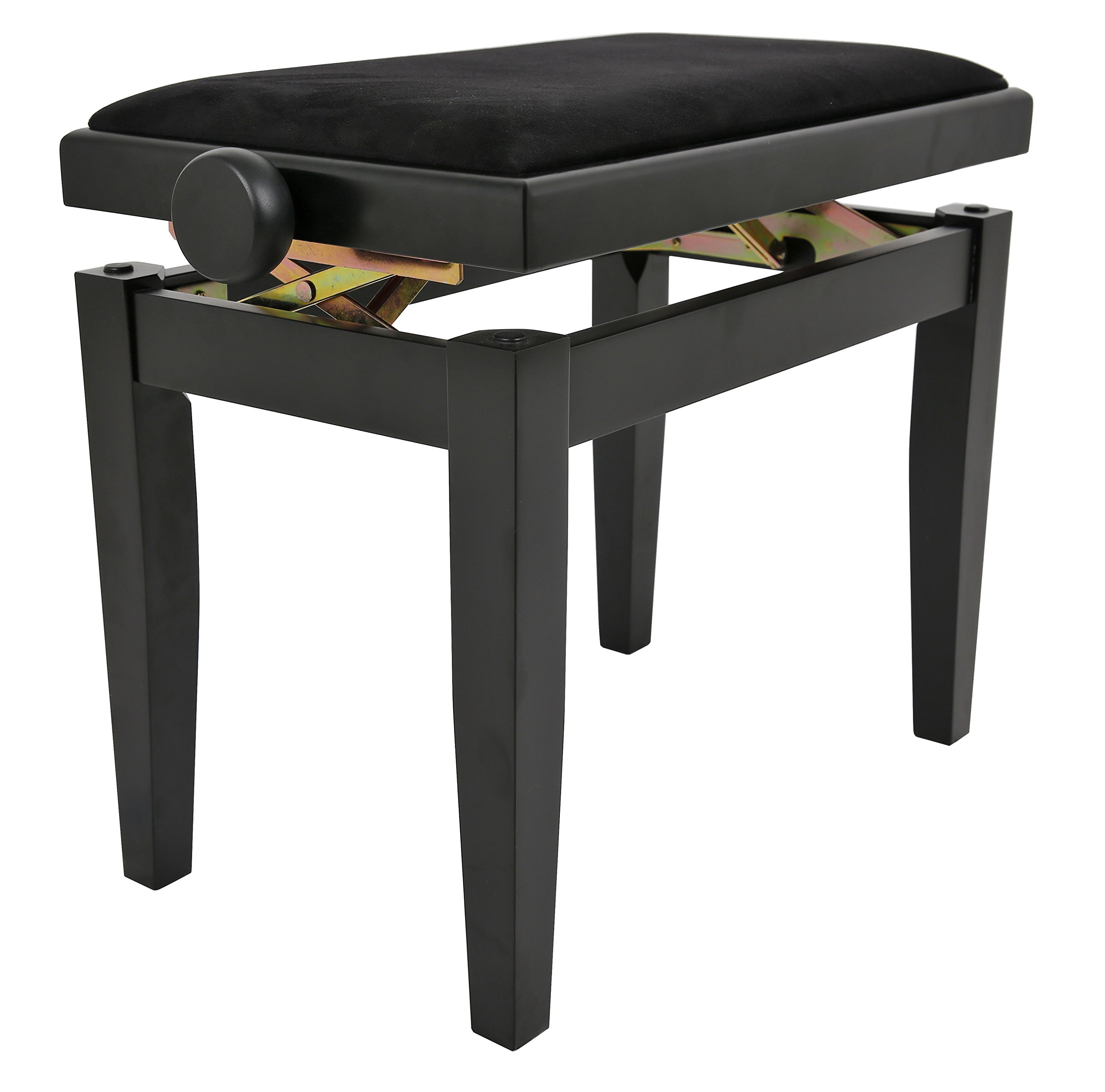 Juan Miguel Navarrez Piano Bench Elegance black matte - Solid wood - height adjustable with scissor mechanism - black velour seat cover