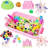Unicorn Sensory Bin for Kids, Castle Moulds, Sensory Sandbox , Sand Art kit for Boys and Girl, Play Soft Sand Set for Toddler