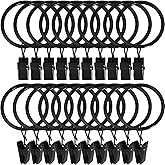 LLPJS 20 Pack Metal Curtain Rings with Clips, Curtain Clip Rings Hooks for Hanging Drapery Drapes Bows, Curtain Rod Rings 1.5