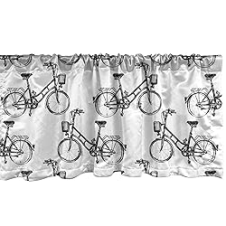 Ambesonne Sketch Window Valance, Monochrome Style