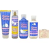 Bath & Body Works Cotton Candy Clouds Deluxe Gift Set - Body Cream, Fragrance Mist, Body Wash and Body Lotion - with a Himalayan Salts Springs Bar Soap - Full Size
