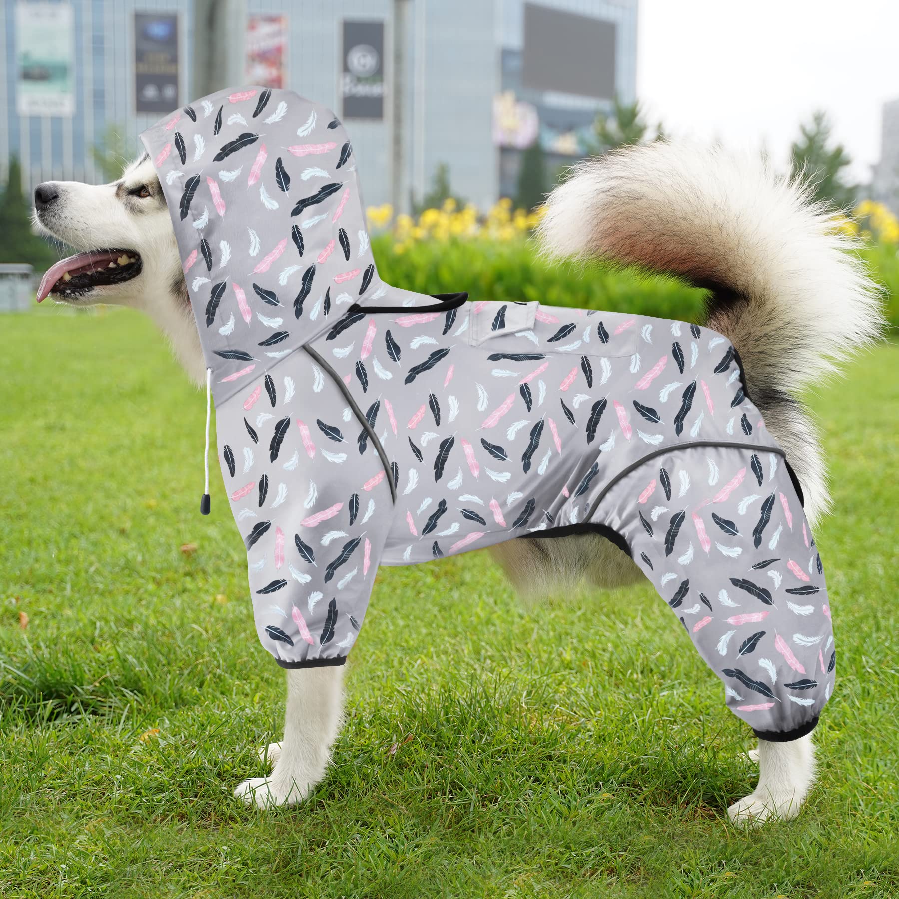 Idepet Raincoat with Hood & Collar Hole, Waterproof Dog Poncho Reflective Jacket Windproof Hoodies for Small to Large Dogs, Corgi to Bulldog