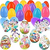 Kiddelo 24 Pack Prefilled Easter Eggs With Toys, Jigsaw Puzzle Easter Basket Egg Hunt Stuffers, Pre Filled Gifts Party Favors Fillers for Kids, Goodie Bag Stuffer, Prizes