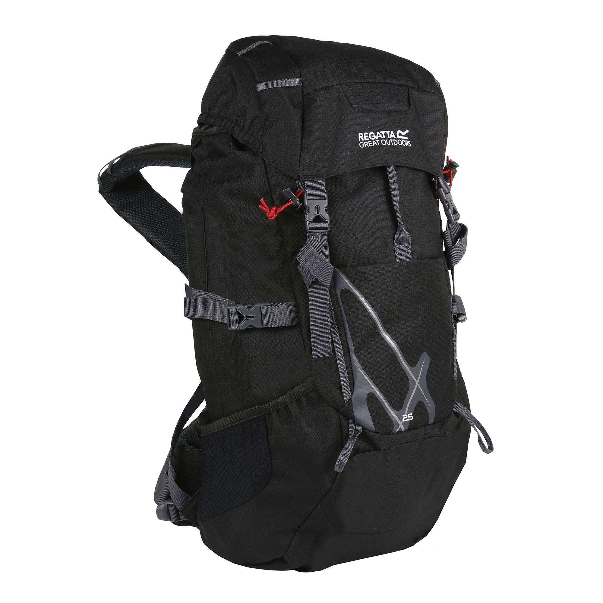 Regatta Kota Expedition Padded Hydration Reflective Travel Hiking Backpack - Black, 25 Litre