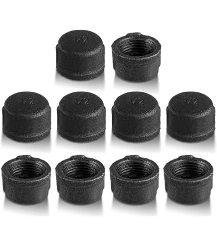 16" Black Iron Pipe Decor - 1/2" Diameter Threaded Pipes For DIY Furniture (4 Pack)