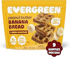 Evergreen Peanut Butter Banana Bread Waffles, 100% Whole Grain, 1 Full Combined Serving of Fruits & Veggies, Supports Gut Hea