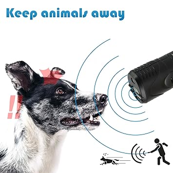 Apesto Portable Edition, Electronic Dog Repellent and Trainer with LED Flashlight/Powerful Ultrasonic Dog Deterrent and Bark Stopper + Dog Trainer Device + Built in Alarm Sound System