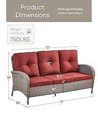 HUMMUH Outdoor Patio Couch-Outdoor Rattan Couch