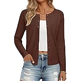 Ivicoer Women's Cardigan Sweater Button Up Cardigan Textured Sleeves Crew Neck Sweater Trendy Outfits 2026