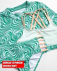Reebok Girls' Rash Guard Set - 3 Piece UPF 50+ Long