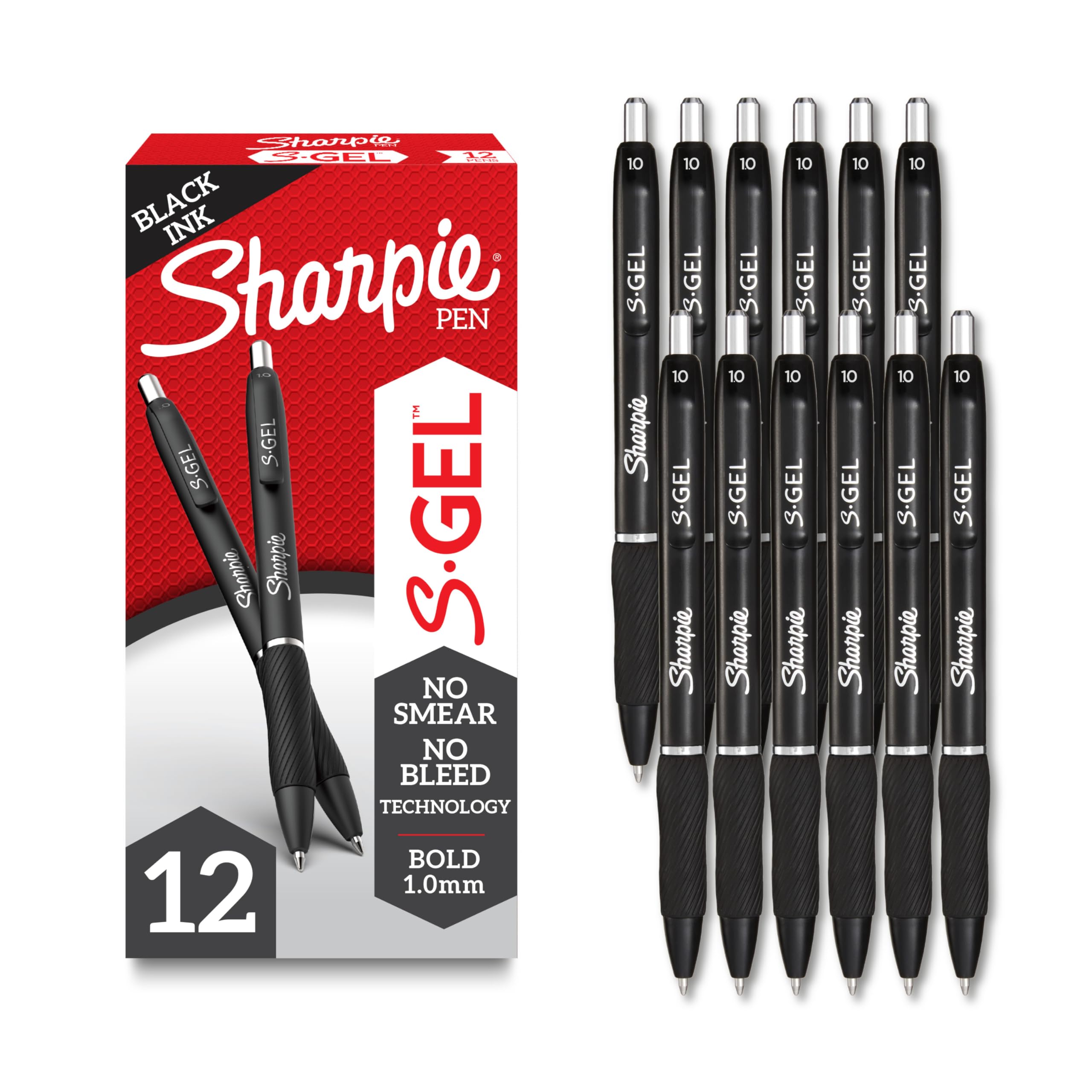 Photo 1 of Sharpie S-Gel Gel Pens Drawing Pens Writing Gel Ink For Journaling Coloring Bold Point (1.0Mm) Black Ink Pen 12 Count
