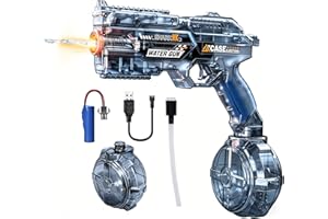 Electric Water Gun for Adults Kids, Transparent Automatic Squirt Water Gun with Led Lights, Summer Outdoor Water Pistol Pool 