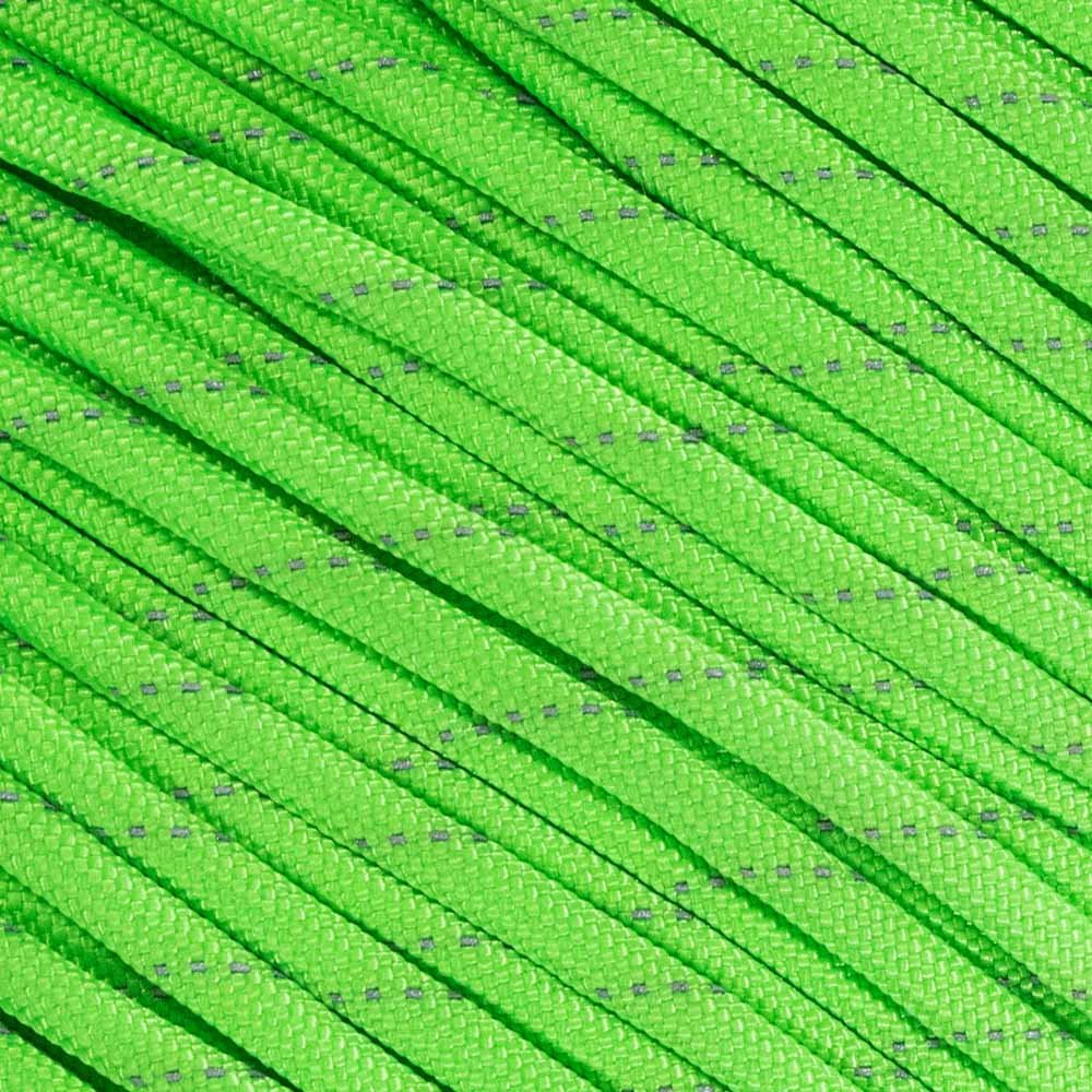 Fluorescent Reflective 550 Type III Guyline Tent Rope Camping Survival Cord High-Visibility Paracord- Rot and UV Fade Resistant (Reflective Neon Green, 100 Feet)