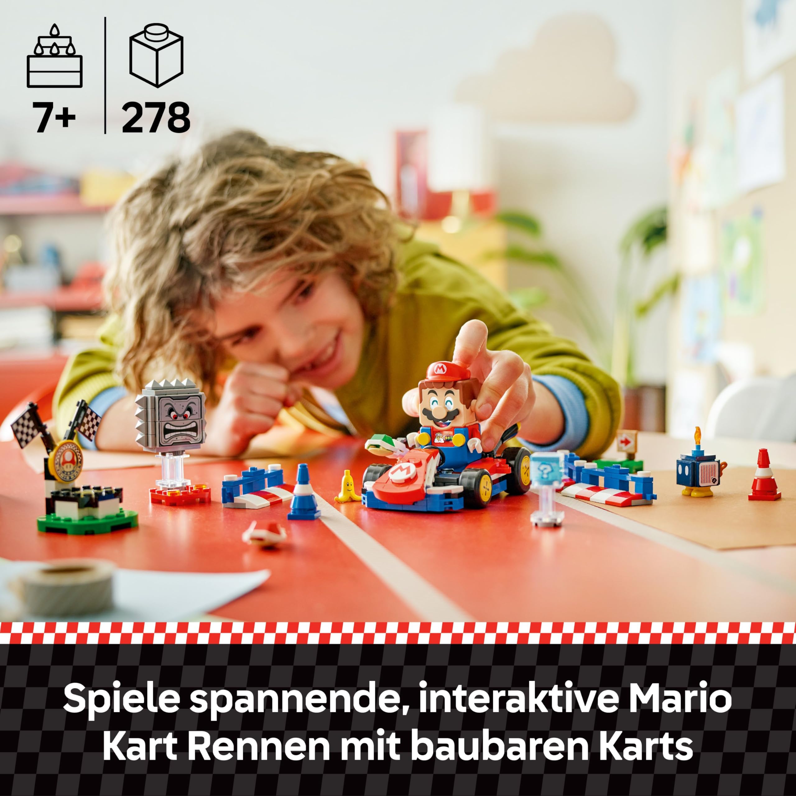 LEGO Mario Kart - Interaktiver Mario & Standard-Kart - Nintendo Spielzeug - Spiel Rennstrecke mit Auto, 3 Figuren, Podium & Barrieren - Gamer Geschenk für Jungen & Mädchen ab 7 Jahren - 72043 3