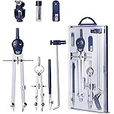 Mr. Pen- Professional Geometry Set, 7 pcs | Metal Compasses with Center Wheel &amp; Extension Leg, Precision Drafting Kit with Storage Box for Geometry, Technical Drawing