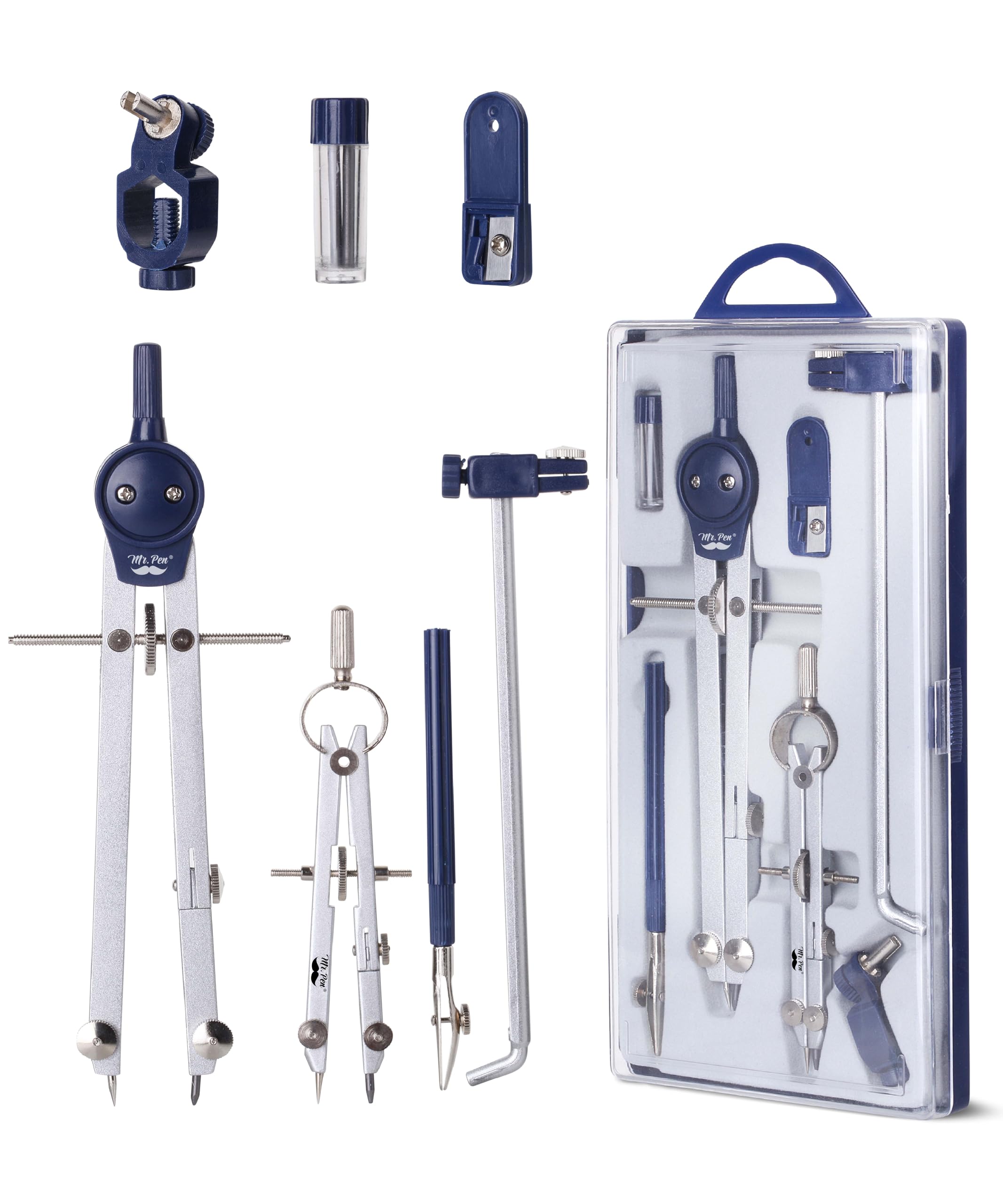 Photo 1 of Mr. Pen- Professional Geometry Set Metal Compass, 7 pcs, Geometry Precision Tool Set with Shatterproof Storage Box, Drafting Tools & Drafting Kits