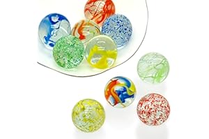 FERBERBEARS Large Glass Marbles for Decoration 35mm 10pcs Assorted Colour Marble Game Learning and Outdoor Play for Kids and Adult