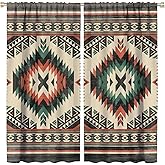 LOMADIA Aztec Thermal Insulated Curtain, Native American South Western Fantasy Boho Tribal Pattern Window Rod Pocket Blackout Curtains Panels for Bedroom Living Room Kitchen Office Drapes 42x45in