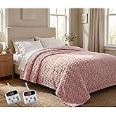 GarveeHome Heated Blanket Electric Blanket Queen Size 84 in x90 in, w/Dual Control,10 Heating Levels & 10 Hours Auto Shut Off, Cozy Soft Fleece Fast Heating Blankets Gift, Machine Washable, Pink