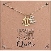 Drogomen Softball Necklace for Teen Girls Personalized CZ Initial A-Z Sports Charm Necklace Inspirational Softball Gifts for Team Coaches Players