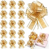 WILLBOND 20 Pieces 6 Inch Pull Bows Gift Wrapping Ribbon Pull Bows for Valentine Wedding Baskets Christmas Multicolor Wrap Accessory for Gift Present Holiday Decor(Gold)