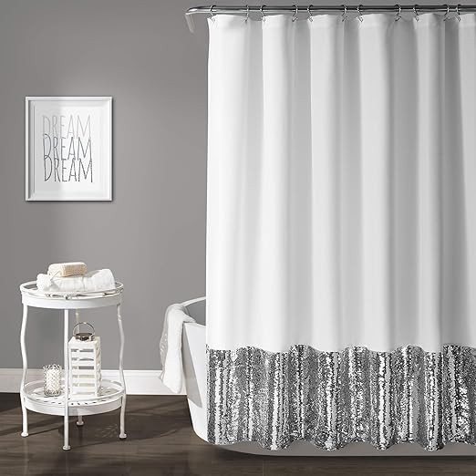 Amazon Com Lush Decor Silver White Mermaid Sequins Shower