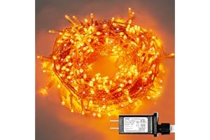 ILLUMINEW 300 Led Orange Outdoor String Lights Waterproof Halloween Decorations, 108 Ft Thanksgiving Decor Lights 8 Modes Plug in Fairy Lights for Bedroom Yard Wedding Room Decor
