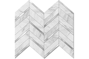 V-MOZZA Herringbone Peel and Stick Backsplash, 10-Sheet Peel and Stick Wall Tiles Self Adhesive PVC Tile Stick on Backsplash 