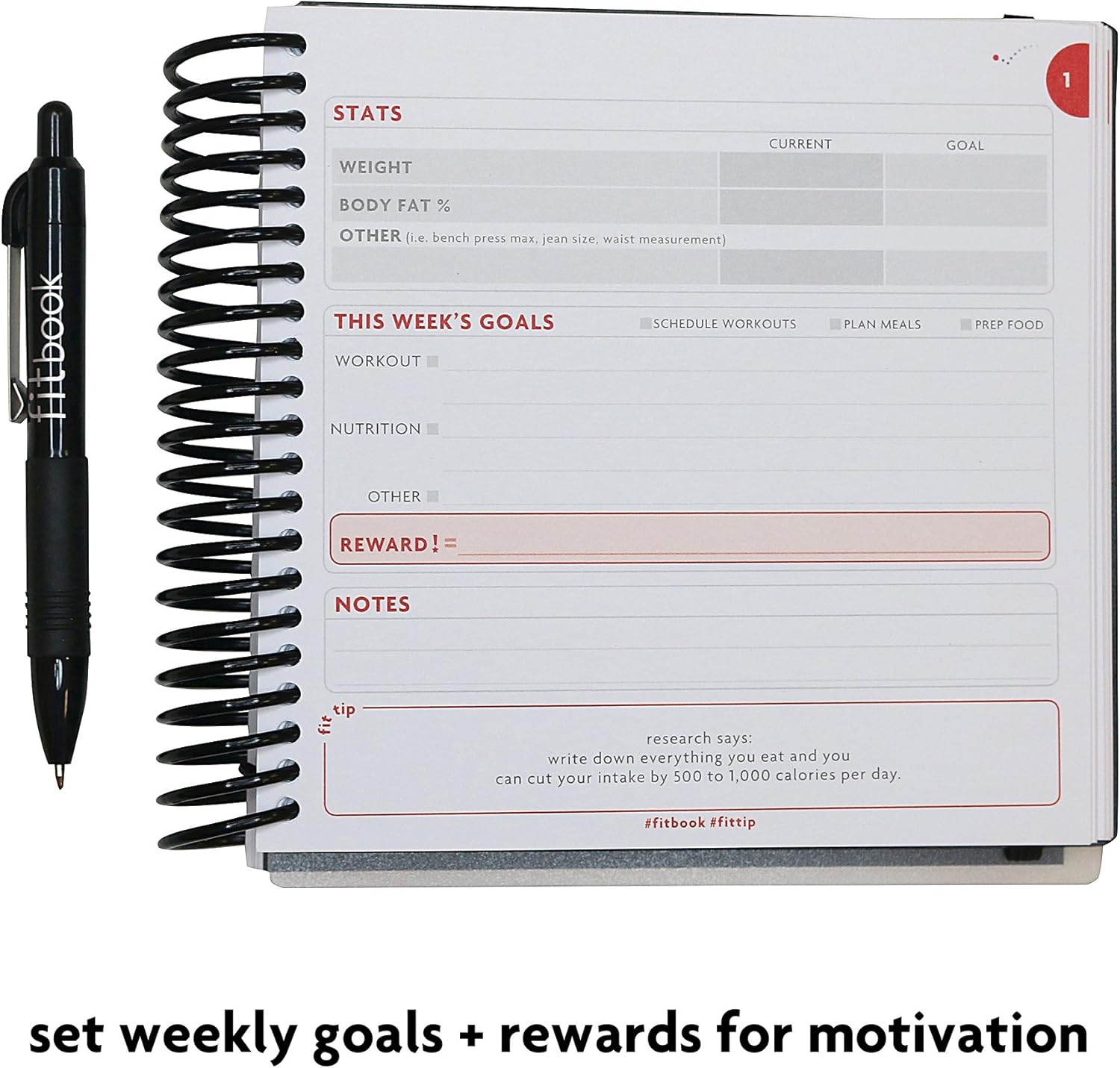 Fitlosophy Fitbook: Fitness Journal and Planner for Workouts, Weight Loss and Exercise, Black Single (12-Week): Sports & Outdoors