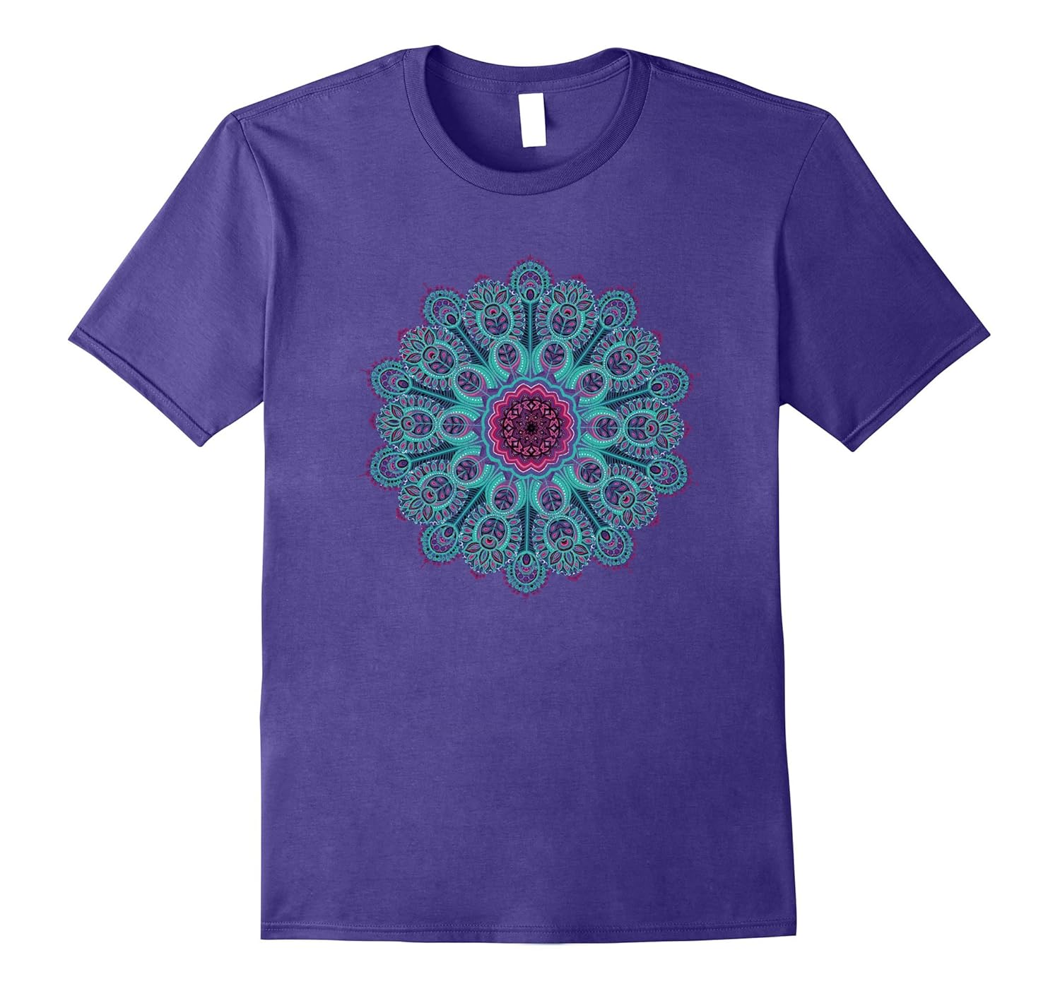 Peacock Feather Medallion T - Shirt-Rose