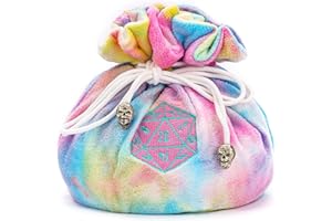 KSNDie DND Dice Bags Large with Pockets Rainbow Storage Bag with D20 Logo for Dungeon and Dragons RPG MTG Game Dices - Capacity 200+ Dice