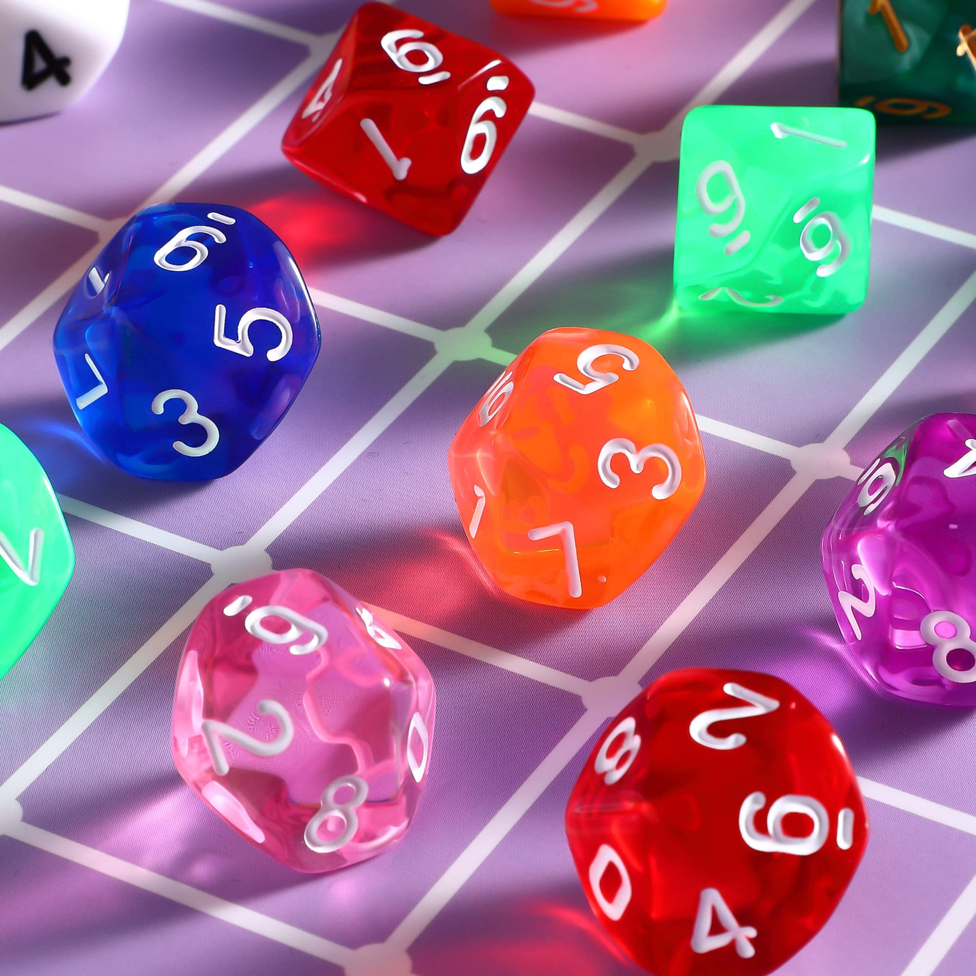 Skylety 50 Pieces Polyhedral Dice Sets with Black Pouch Compatible with RPG MTG Tabletop Role Playing Table Games Multi Colored Assortment (10 Sided Style)
