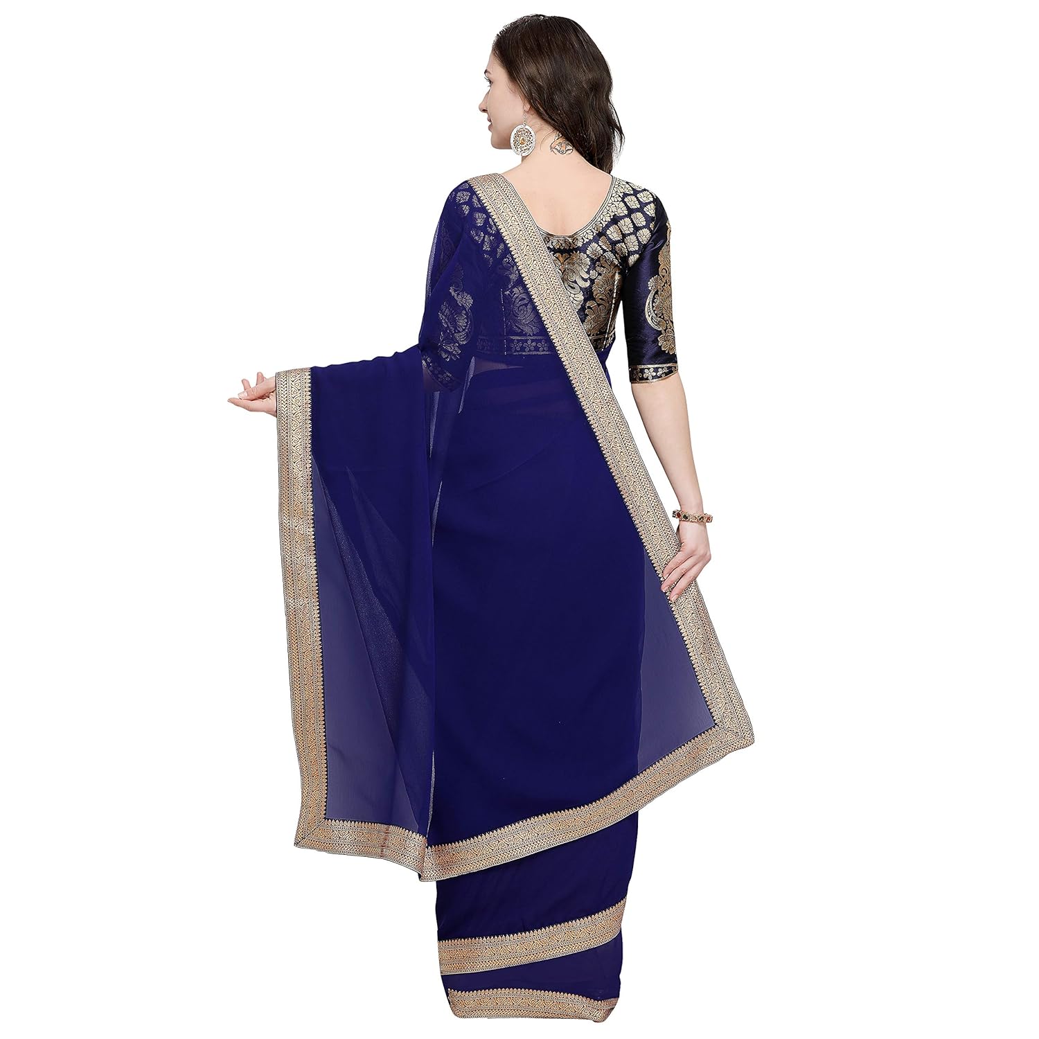 anand sarees faux georgette sareewith border and running blouse