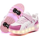 ANEFUN LED Roller Skates Shoes 4 Wheel Skating for Kids 5-15 Years -12 Light Modes Boys Girls Light Up Sneakers for Birthday