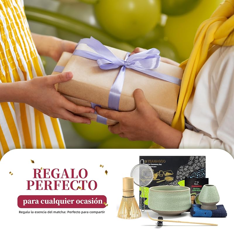 Te Matcha Kit, Matcha Kit 7 piezas de Batidor con Pico Vertedor, Set de Regalo de para la Ceremonia del Té, juego de té para hacer café con leche( (Verde))