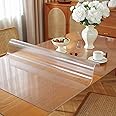 Frosted Clear Table Protector 40 x 80 Inch, 1.5mm Thick Plastic Table Cover, Waterproof PVC Clear Table Cover Protector, Desk Protector Mat, Writing Desk Pad for Desktop, Coffee & Dining Room Table