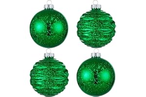JORYSICS Large Christmas Ball Ornaments 4-inch, Green Oversized Shatterproof Plastic Decorative Hanging Mercury Ornaments Ball for Xmas Holiday Party Decorations Set of 4(4.0" (4pcs), Green)